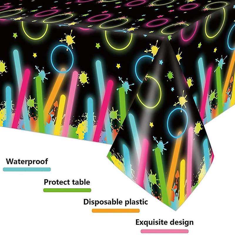 3pcs Glow Party Tablecovers for Let Glow Party Theme Party Supplies
