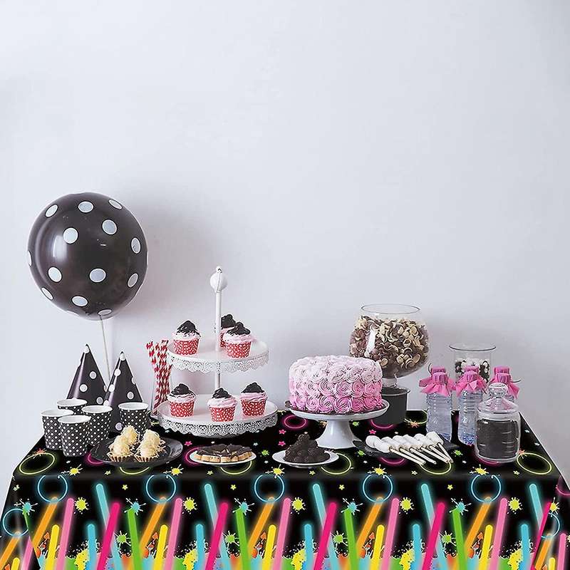 3pcs Glow Party Tablecovers for Let Glow Party Theme Party Supplies