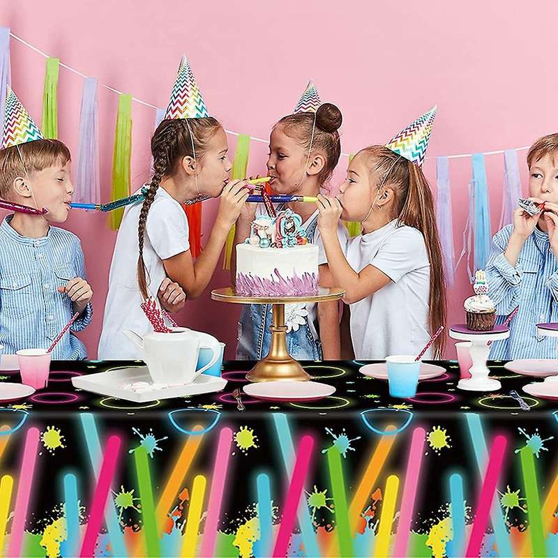3pcs Glow Party Tablecovers for Let Glow Party Theme Party Supplies