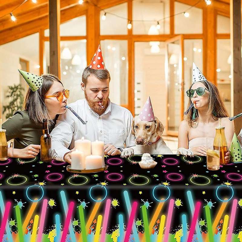 3pcs Glow Party Tablecovers for Let Glow Party Theme Party Supplies