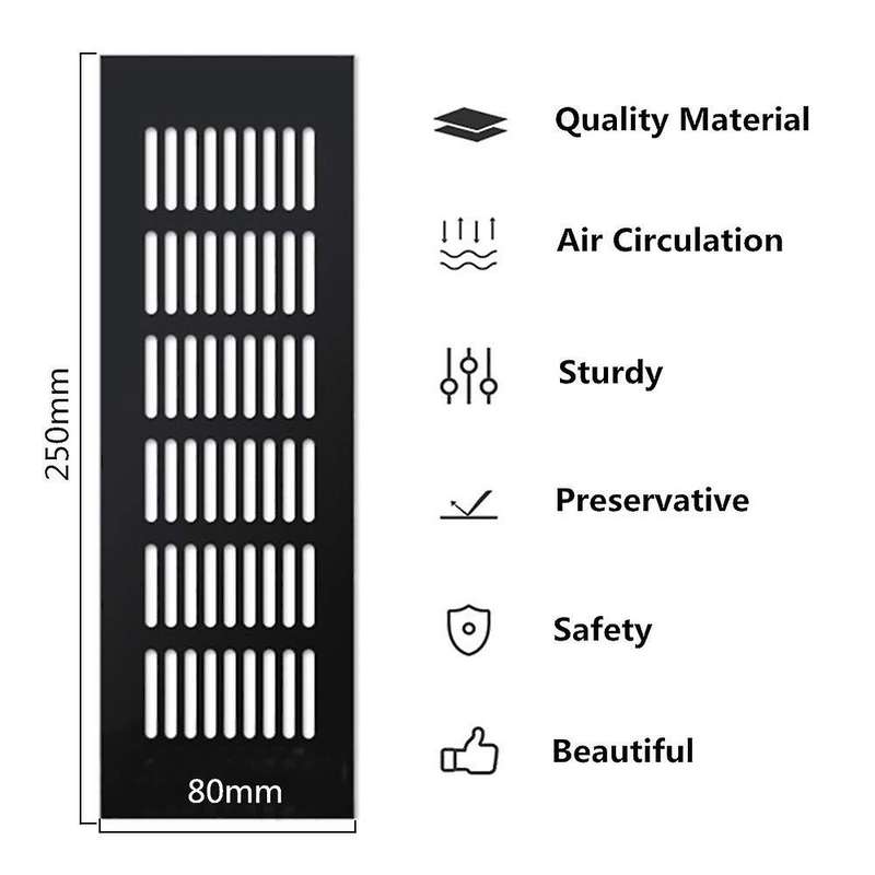 4 Pieces Air Vent Grille Cover Black 80 X 250mm