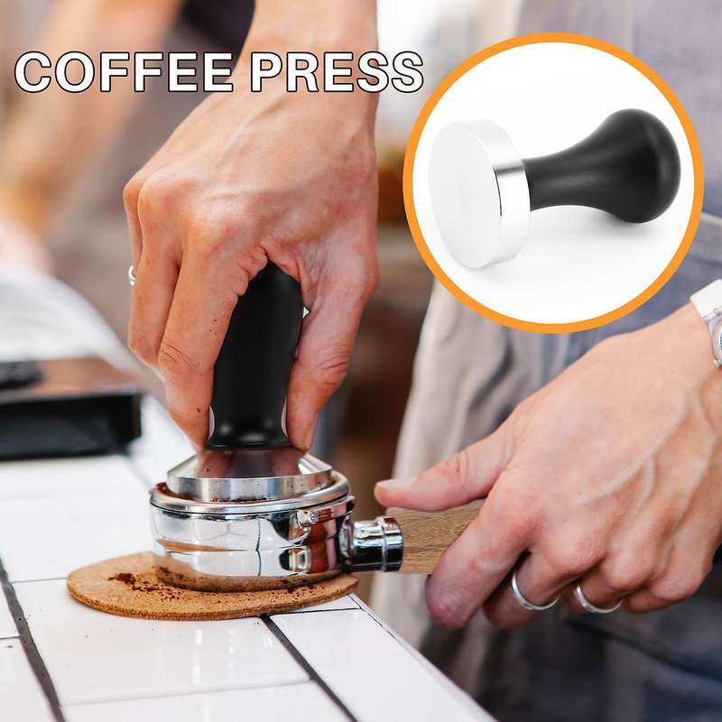 Coffee Tamper Set,espresso Stamp with Flat Stainless Steel Base