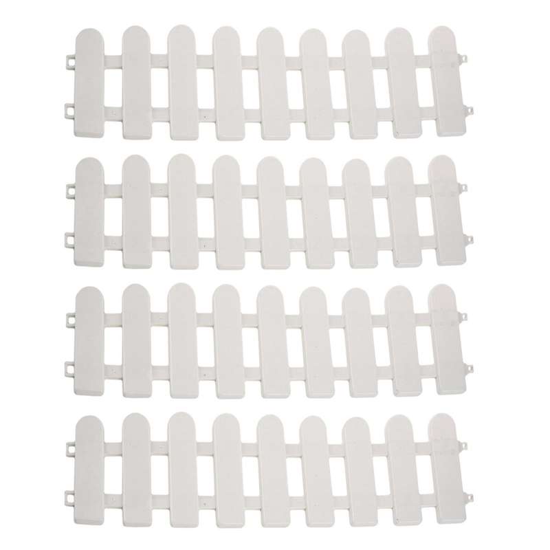 4pc 50x13cm White Plastic Tree Fence Courtyard Indoor Garden Fence