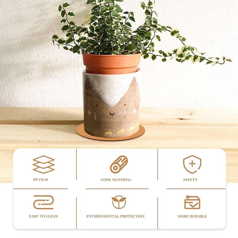 10pcs Potted Plants Cork Mat Round Cork Plant Coasters Diy (4inch)