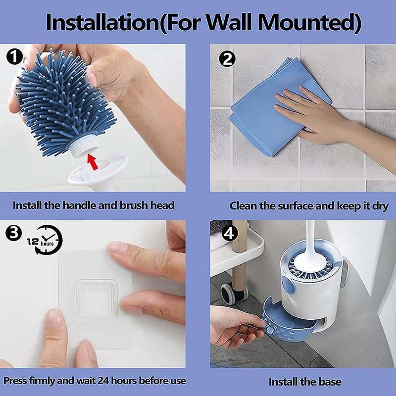 Toilet Brush with Bracket,bathroom Toilet Bowl Cleaning Brush