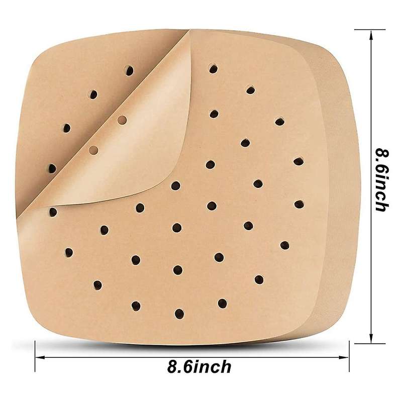 Square 8.5 Inch Baking Air Fryer Perforated Parchment Paper Liners