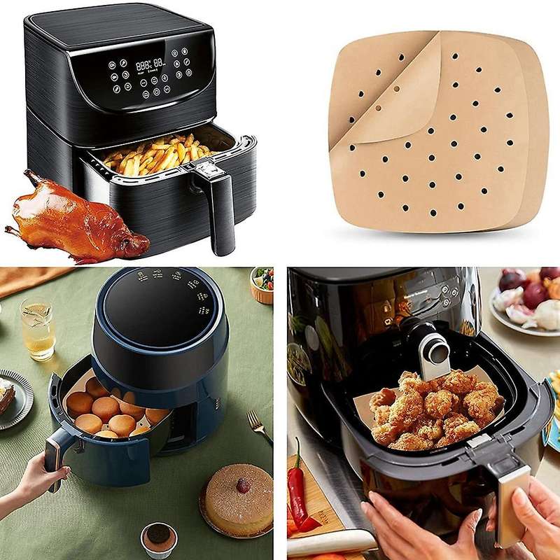 Square 8.5 Inch Baking Air Fryer Perforated Parchment Paper Liners