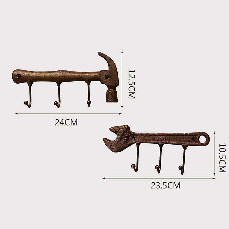 Wall Hook Hanger Wall Mounted Iron Hammer Holder Clothes Bag Rack
