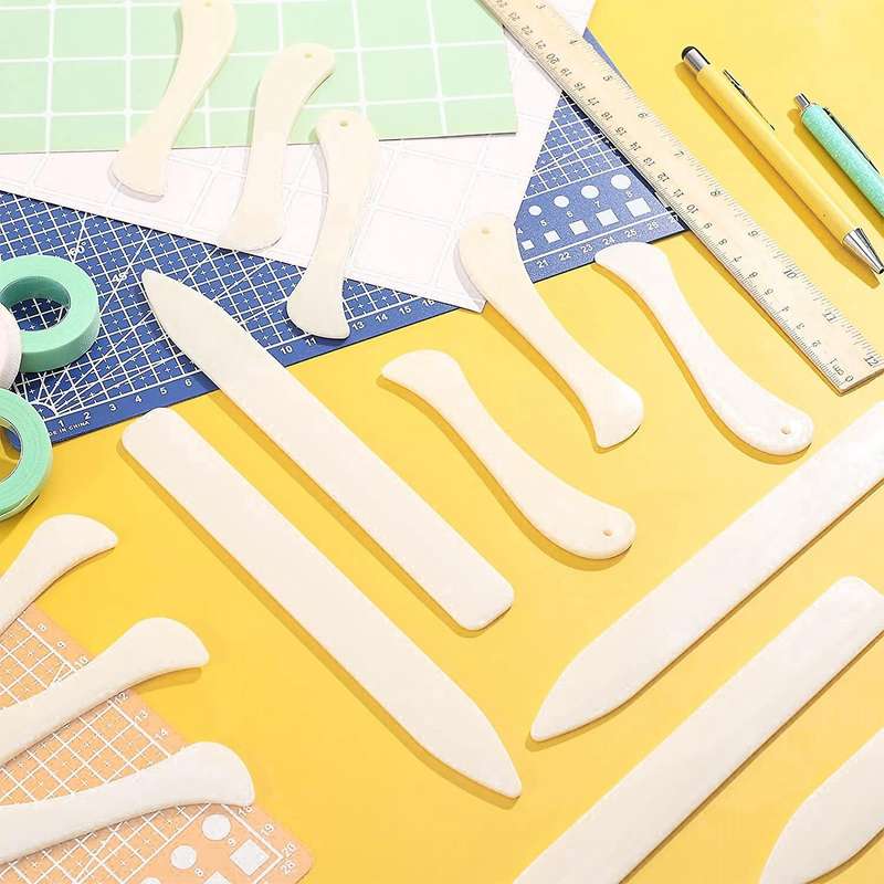 20 Pcs Bone Folder Paper Creaser Tool for Diy Leather Burnishing