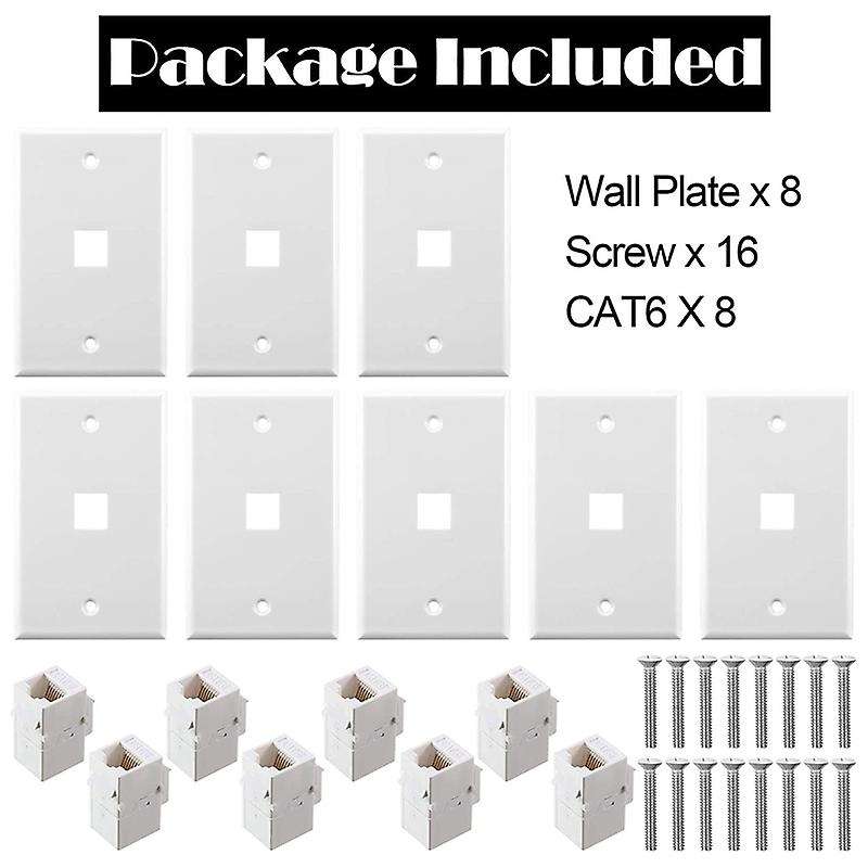8 Pieces Ethernet Wall Plate, Rj45 Female to Female Inline Coupler