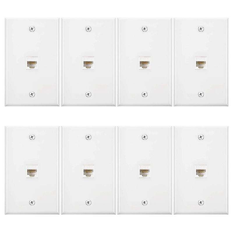 8 Pieces Ethernet Wall Plate, Rj45 Female to Female Inline Coupler