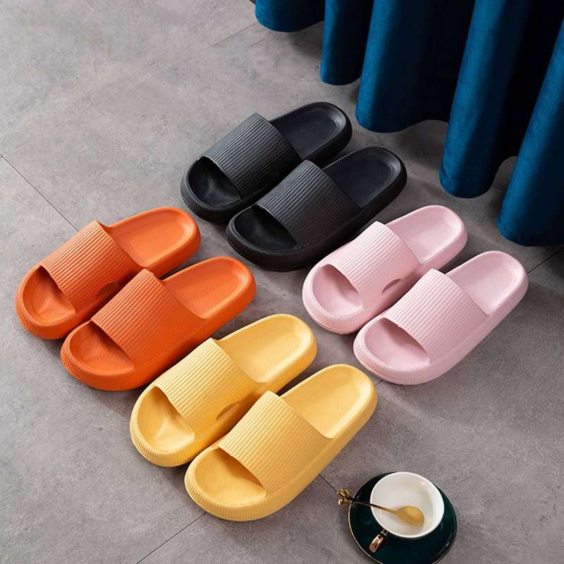 Indoor Thick Bathroom Slippers Non-slip Flip Flops Men Women Shoes A