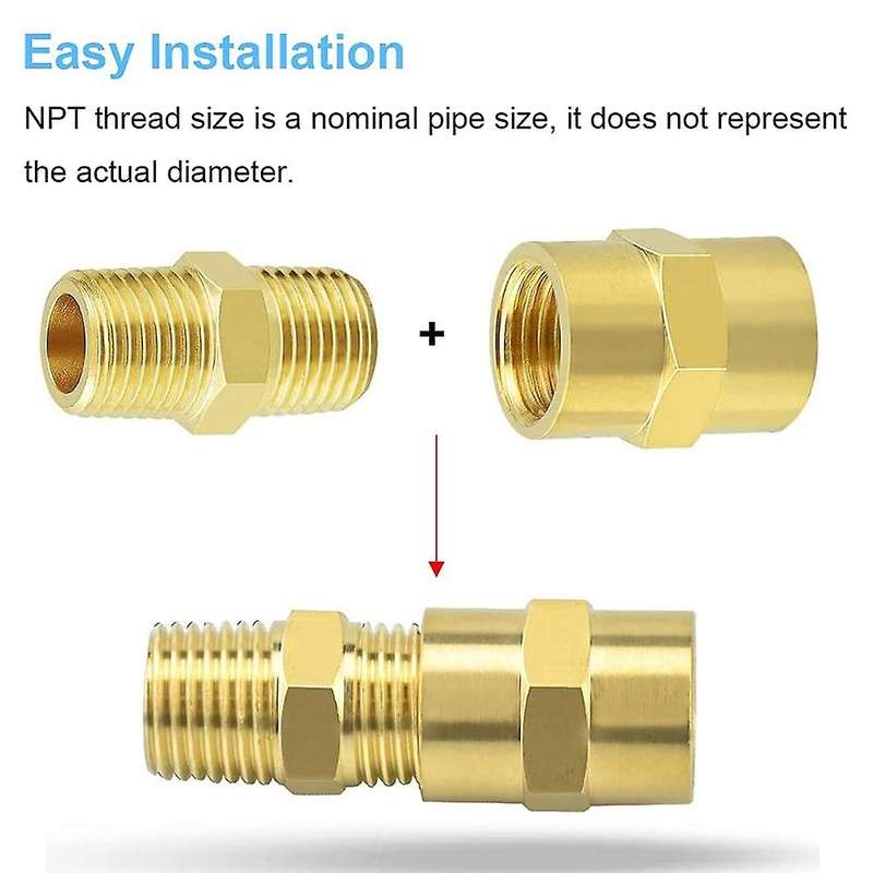 (6 Pack) Brass Coupler Reducer , 1/4inch Npt X 1/4inch Npt Female