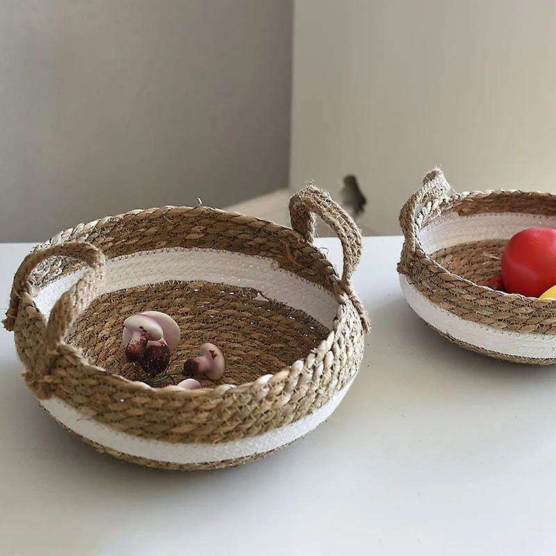Woven Storage Baskets Desktop Snack Organizer Box Handmade -a