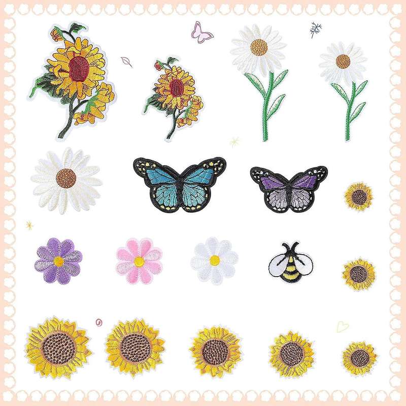 46 Pcs Embroidery Flower Ironing Patch Butterfly Stitched In Patch