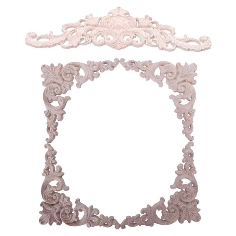 1 X Rubber Wood Oak Carved Corner Onlay Applique Type:5 Size