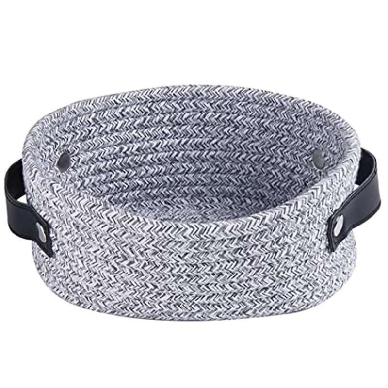 Woven Basket for Storage Oval Rope Coil Baskets with Handle Mini C