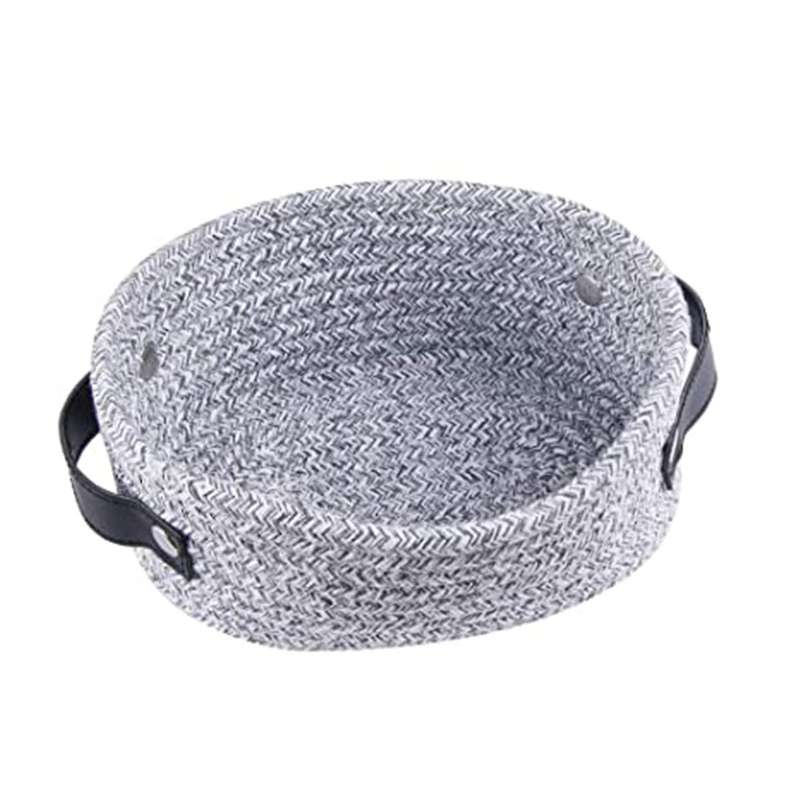Woven Basket for Storage Oval Rope Coil Baskets with Handle Mini C