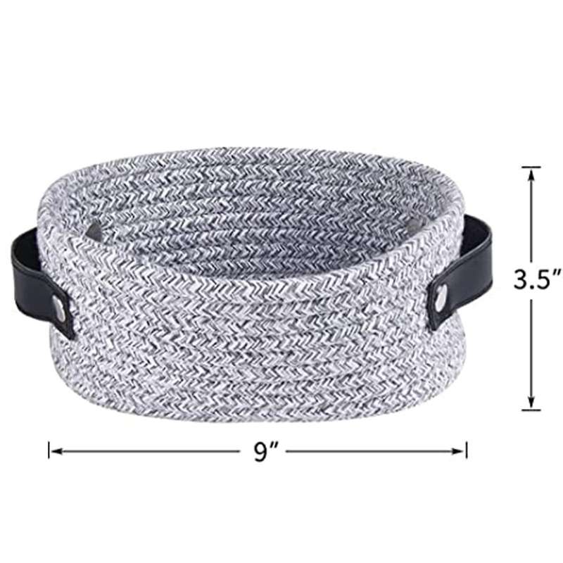 Woven Basket for Storage Oval Rope Coil Baskets with Handle Mini C