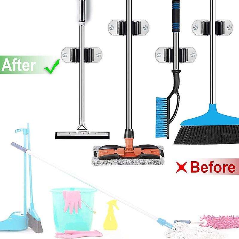 Broom Mop Holder Wall Mounted, 4pcs Broom Holder