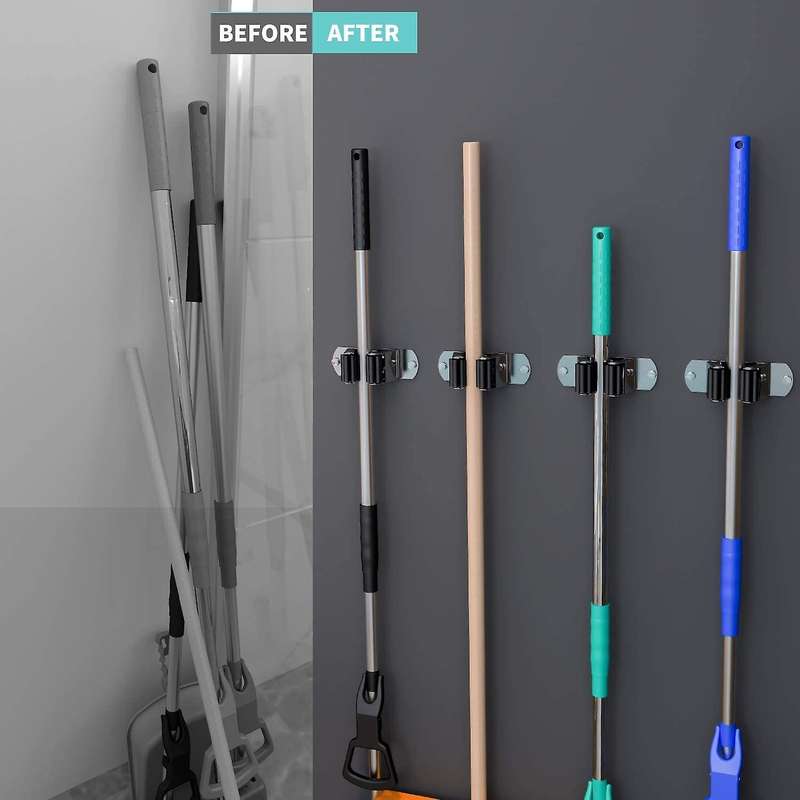 Broom Mop Holder Wall Mounted, 4pcs Broom Holder