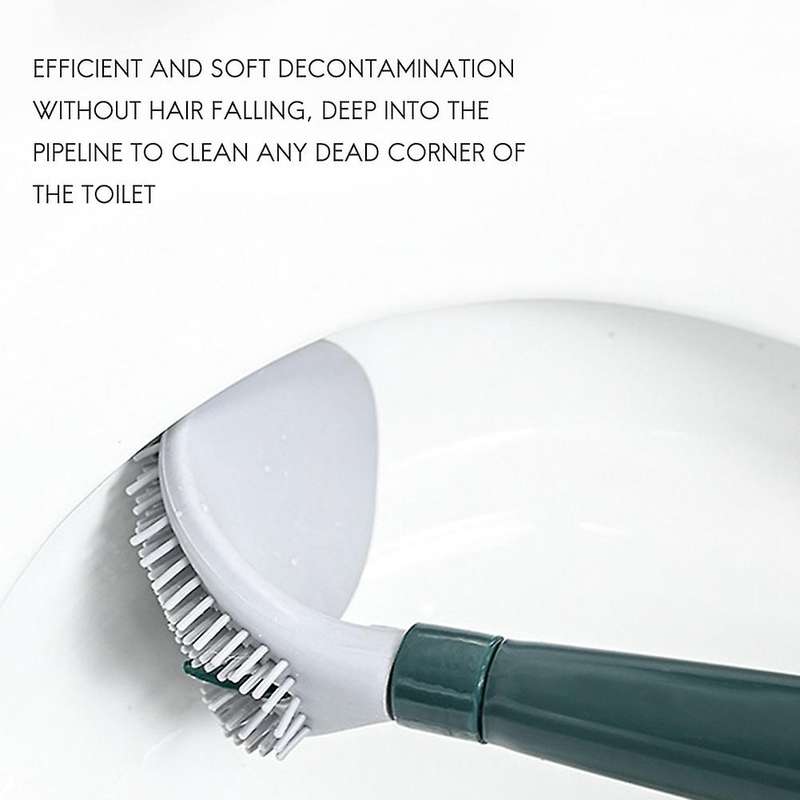 Hydraulic Toilet Brush Tongue-type Silicone Soft Cleaning Brush Green