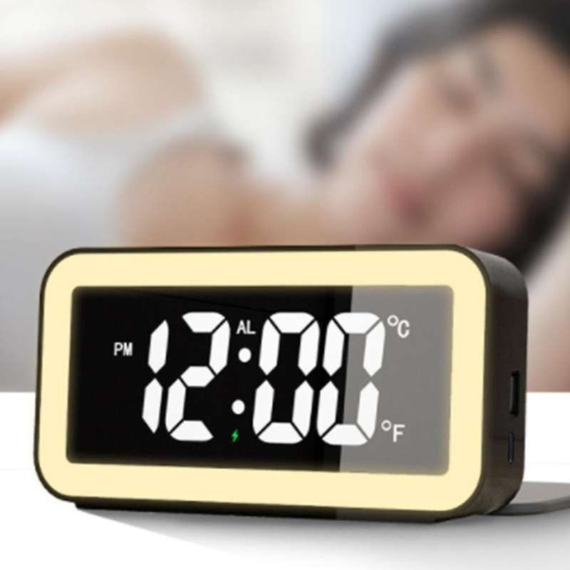 Mirror Digital Led Makeup Mirror Alarm Clock Electronic Alarm Clock