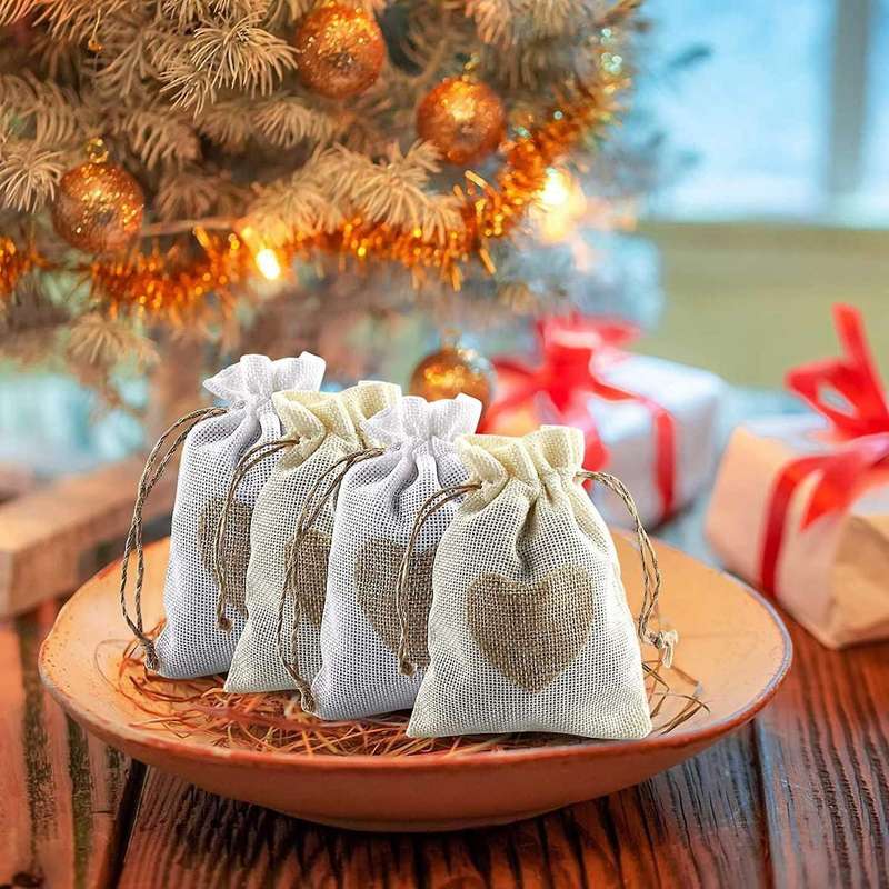 24pcs Burlap Pouches with Drawstring Candy Gift Bag for Stuffing Bag