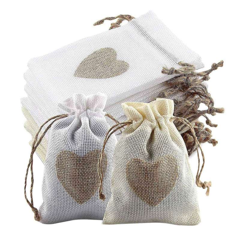 24pcs Burlap Pouches with Drawstring Candy Gift Bag for Stuffing Bag