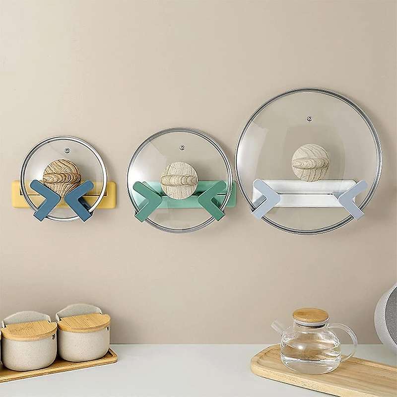 3 Pcs Retractable Pot Cover Rack Wall-mounted Kitchen Utensil Bracket