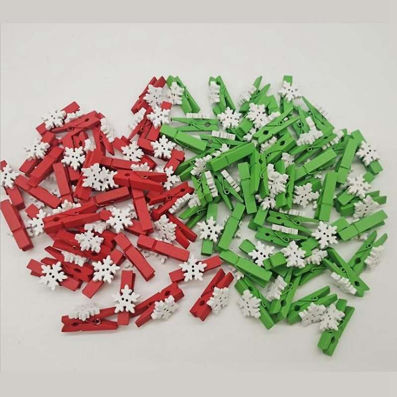 100pcs Mini Cartoon Patch Wooden Clip Christmas Series Wooden Clip 4