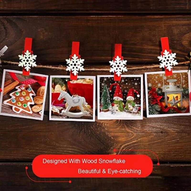 100pcs Mini Cartoon Patch Wooden Clip Christmas Series Wooden Clip 4