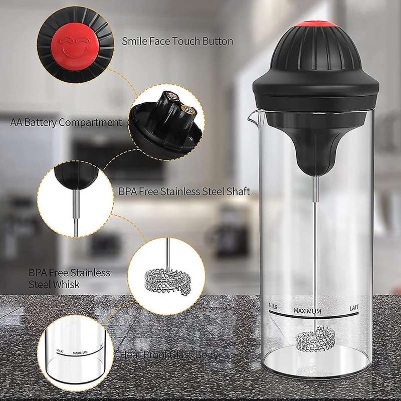 Milk Frother Handheld Electric for Lattes- Whisk Drink Mixer