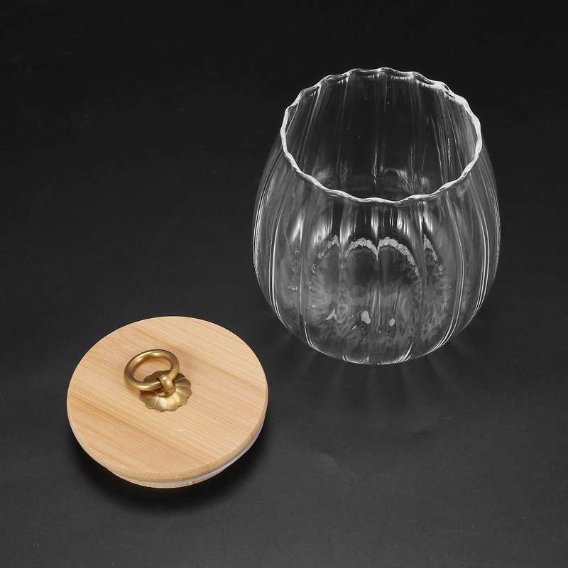 Sealed Transparent Glass Seasoning Pot with Lid,tea Storage Jar, A