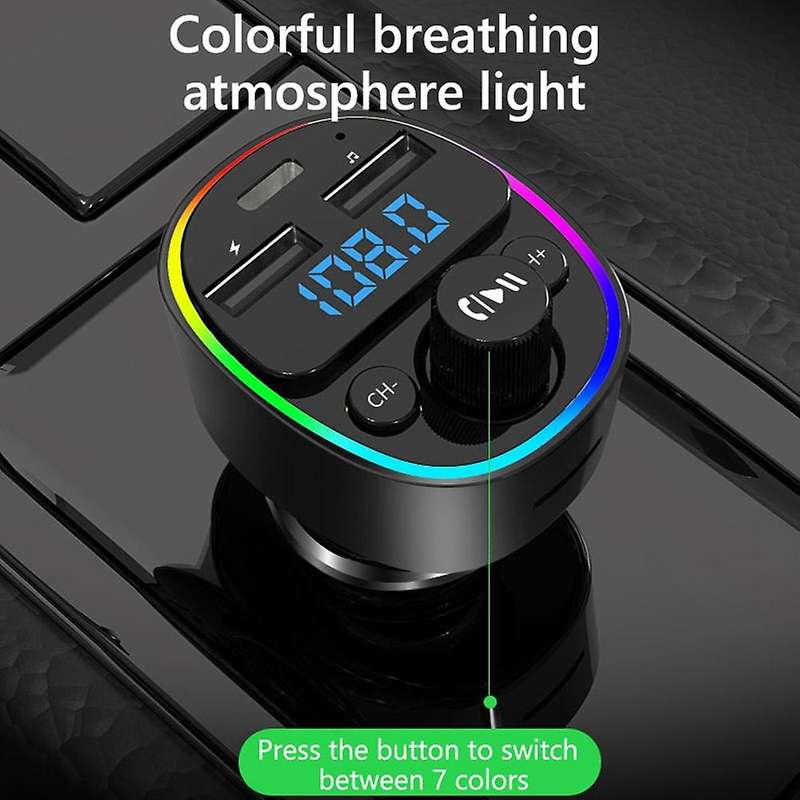 Car Bluetooth Player Colorful Atmosphere Light Adapter Handsfree