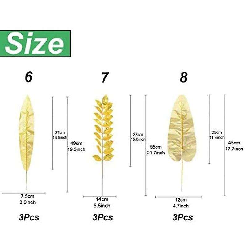 Golden Tropical Plants Palm Leaves for Wedding Home Diy Decorations