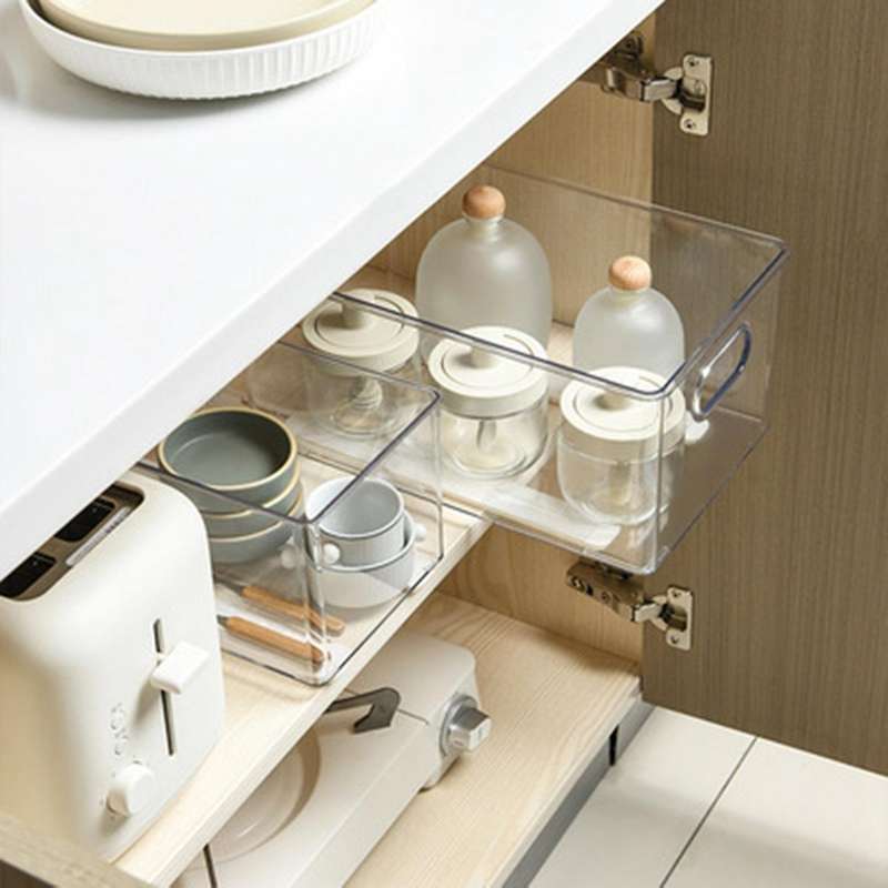 2 Pack Pull Basket Track, Kitchen Cabinet Drawer Buffered Slide Rail