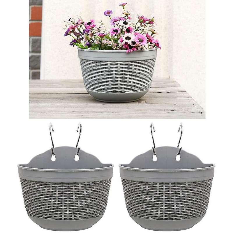 Flower Pots Set Of 2,plastic Hanging Planters Outdoor (red)
