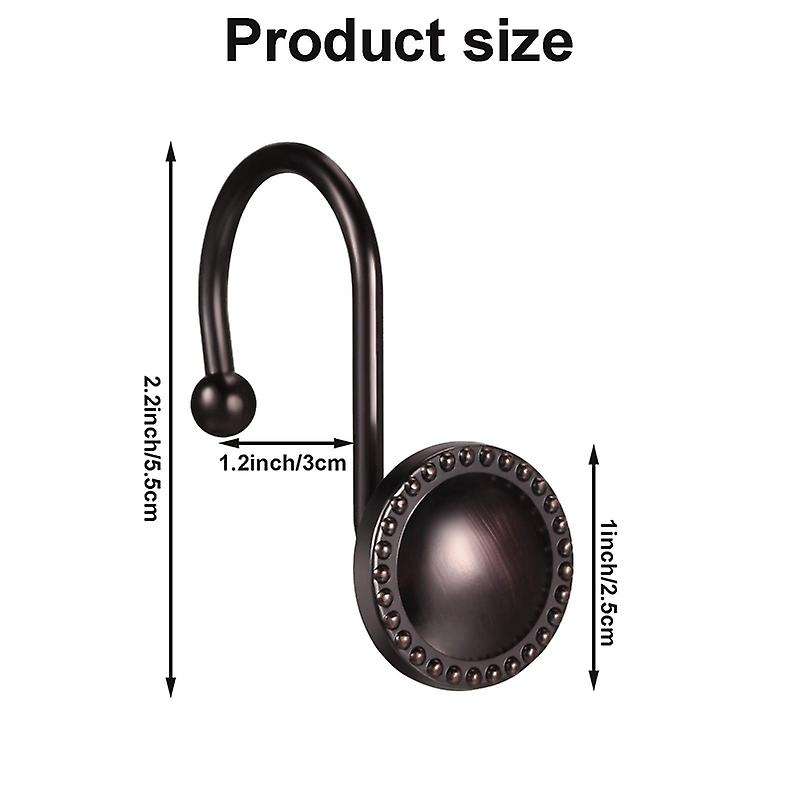 Decor Shower Curtain Hooks Rings,12 Pcs Rustproof Hooks for Bathroom