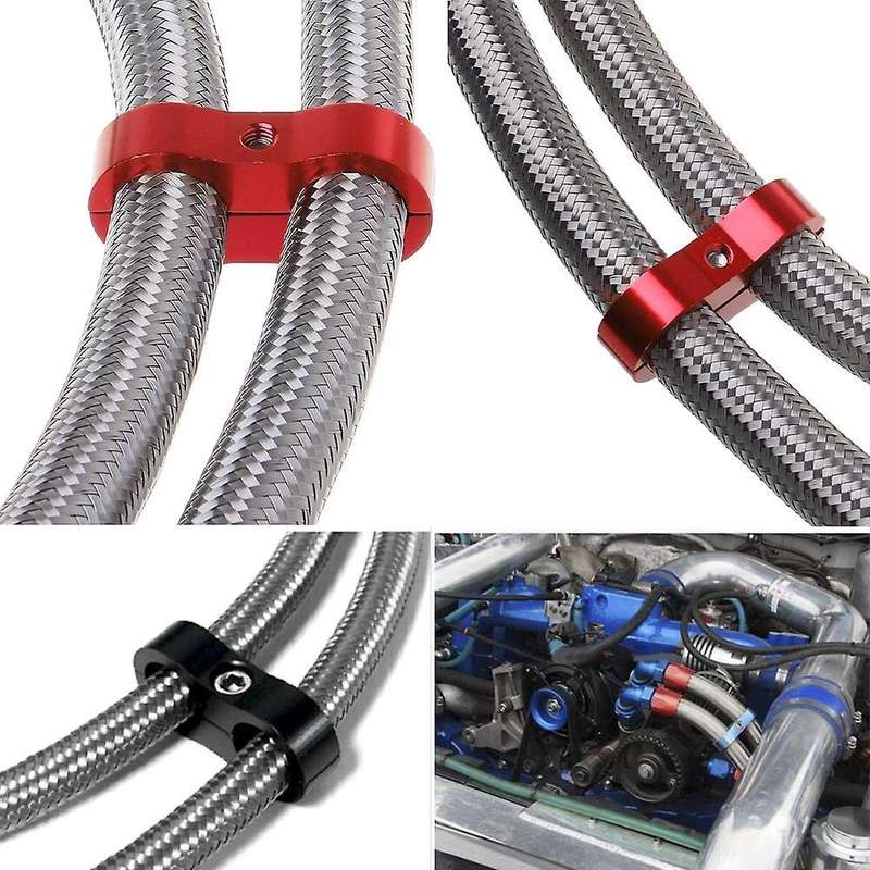 4pc 6an Hose Separator Clamp Adapter for 3/8 Fuel Line,oil Line,blue