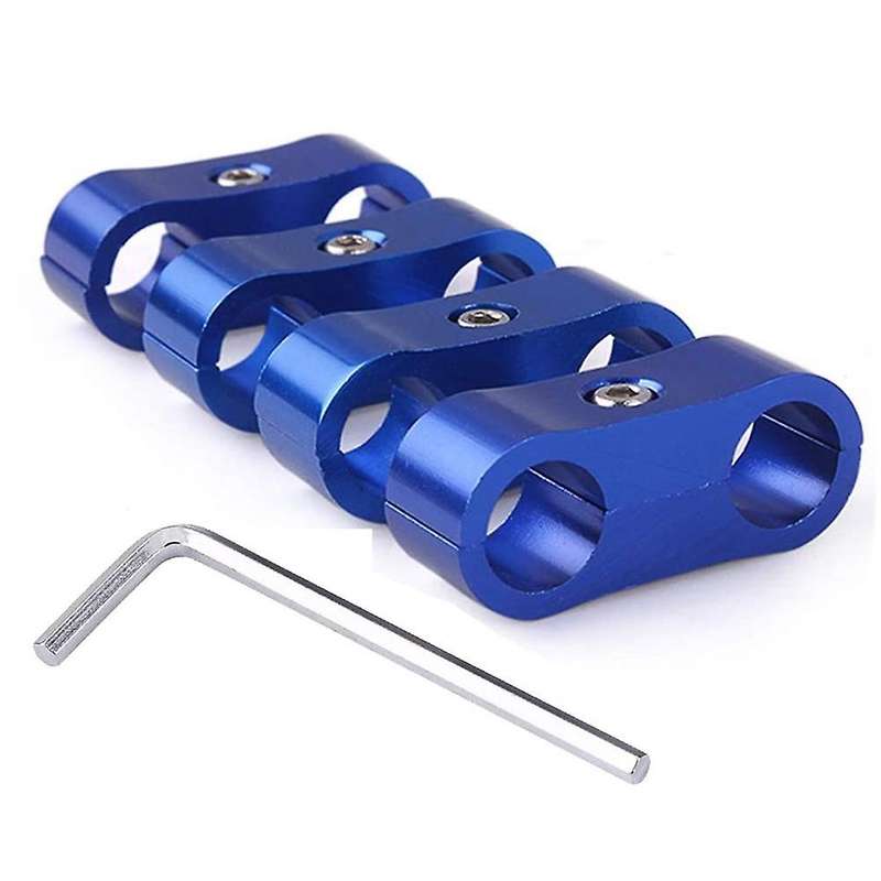 4pc 6an Hose Separator Clamp Adapter for 3/8 Fuel Line,oil Line,blue