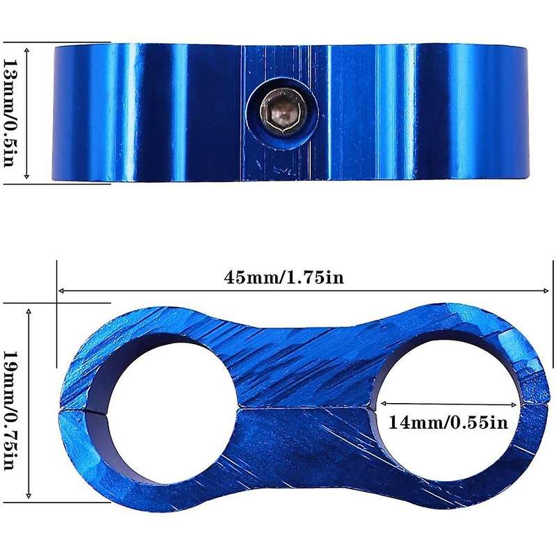 4pc 6an Hose Separator Clamp Adapter for 3/8 Fuel Line,oil Line,blue