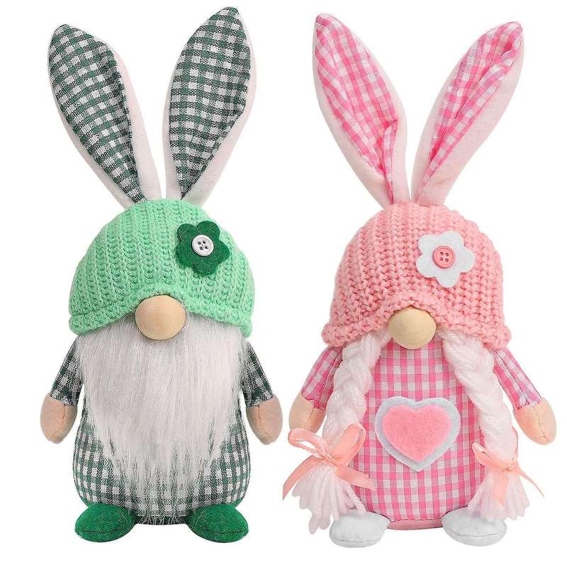 Easter Gnomes Decor 2 Pcs Plush Easter Bunny Elf Stuffed Doll Rabbit
