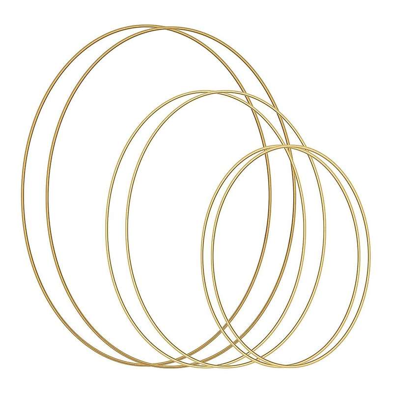 6pcs Gold 3 Sizes Wire Rings,metal Rings for Dreamcatcher,macrame