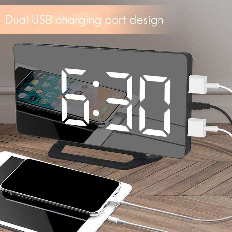 Digital Alarm Clock,large Led Display with Dual Usb Charger Ports