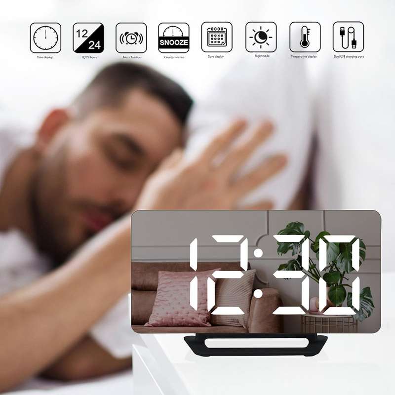 Digital Alarm Clock,large Led Display with Dual Usb Charger Ports
