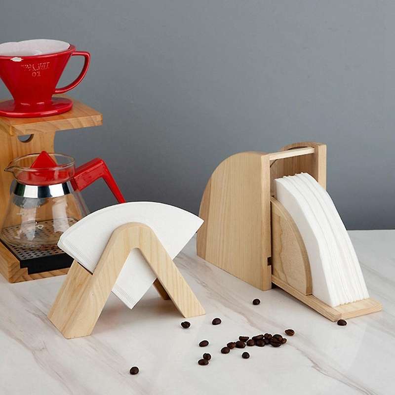 Bamboo Wood Coffee Filter Holder Filtering Paper Storage Rack 7cm
