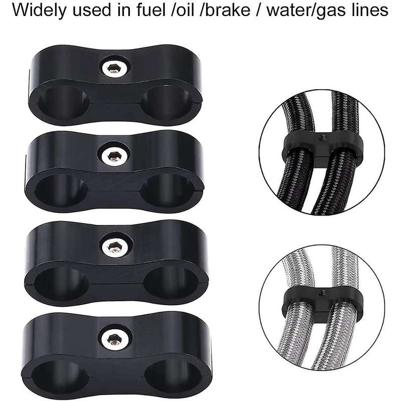4pc 6an Hose Separator Clamp Adapter for 3/8 Fuel Line,oil Line,black