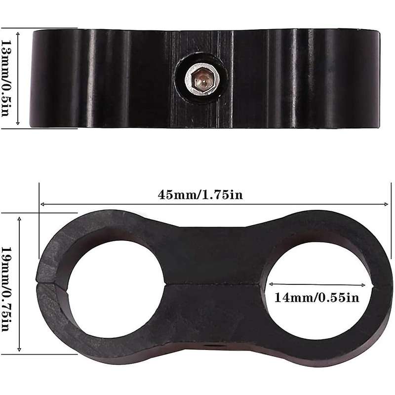 4pc 6an Hose Separator Clamp Adapter for 3/8 Fuel Line,oil Line,black