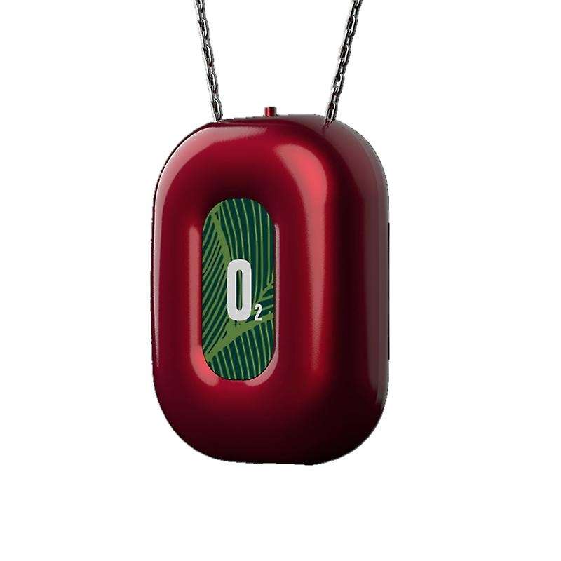 Personal Wearable Air Purifier Necklace Generator for Travel Red
